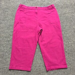 Woman Within Capri Pants Size 18W Hot Pink Cotton Stretch Casual High Rise